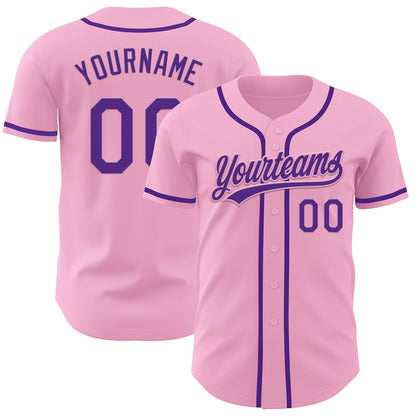 Custom Light Pink Purple Authentic Baseball Jersey - Sky-Custom