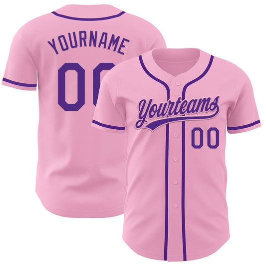 Custom Light Pink Purple Authentic Baseball Jersey - Sky-Custom