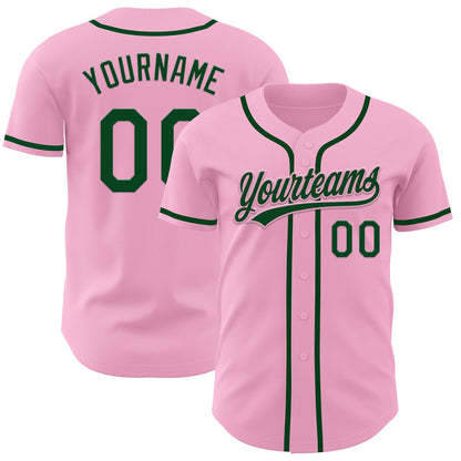 Custom Light Pink Green Authentic Baseball Jersey - Sky-Custom