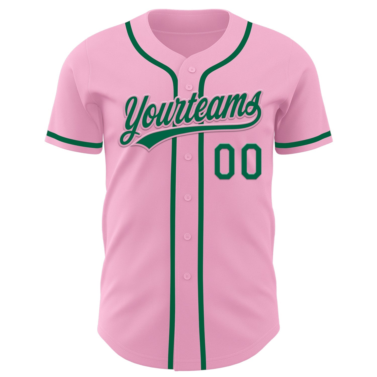 Custom Light Pink Kelly Green Authentic Baseball Jersey - Sky-Custom