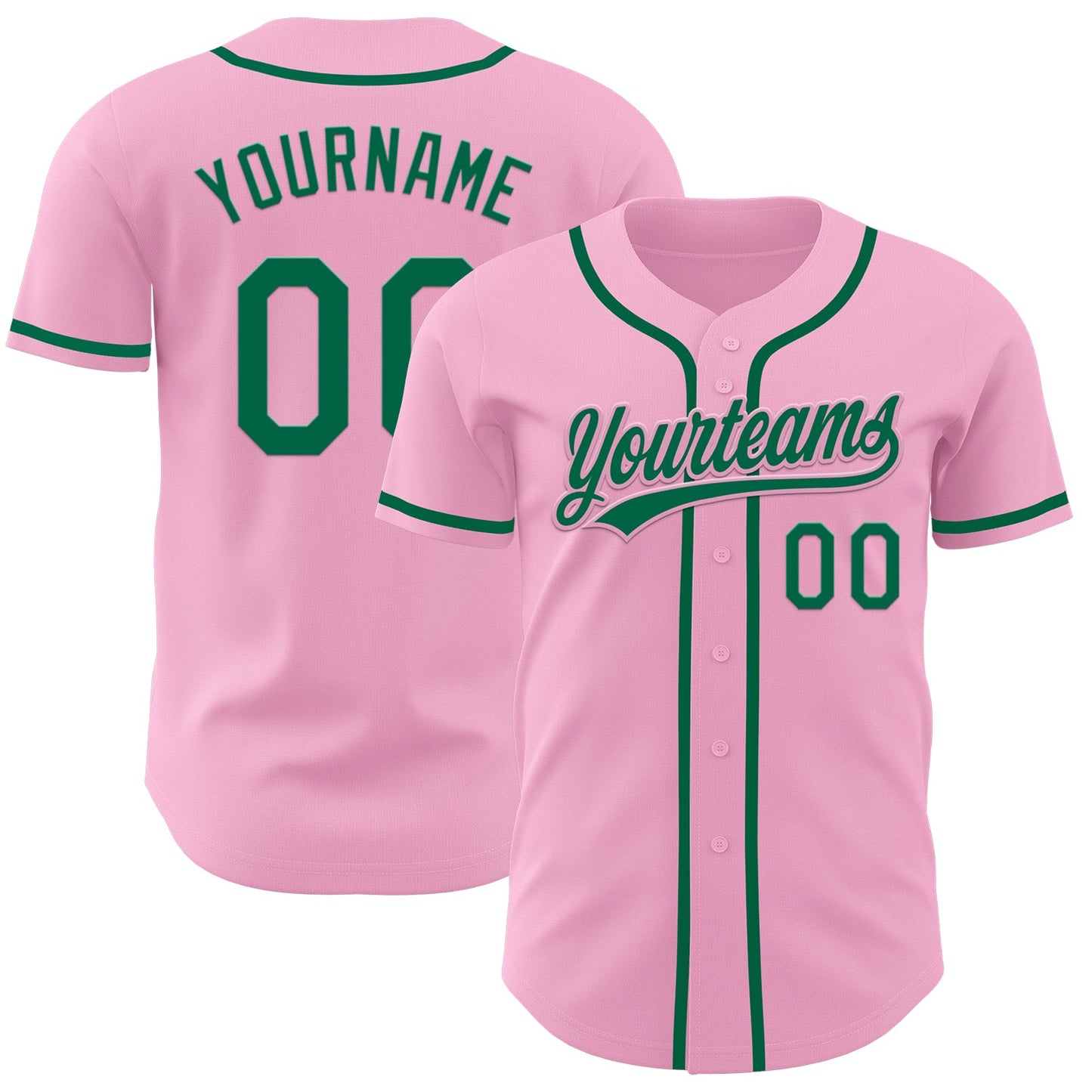 Custom Light Pink Kelly Green Authentic Baseball Jersey - Sky-Custom