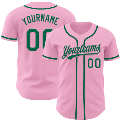 Custom Light Pink Kelly Green Authentic Baseball Jersey - Sky-Custom