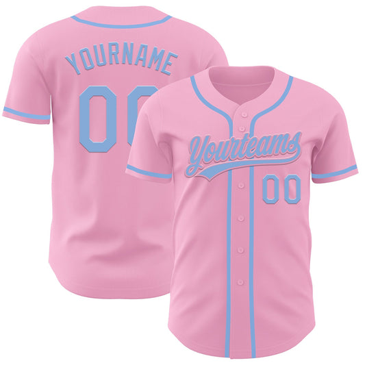 Custom Light Pink Light Blue Authentic Baseball Jersey - Sky-Custom