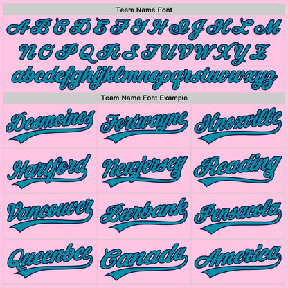 Custom Light Pink Teal-Navy Authentic Throwback Baseball Jersey - Sky-Custom