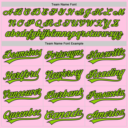 Custom Light Pink Neon Green-Black Authentic Throwback Baseball Jersey - Sky-Custom