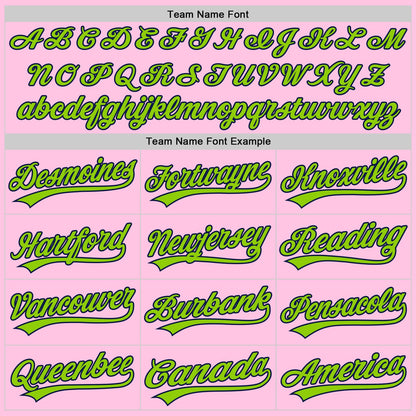 Custom Light Pink Neon Green-Navy Authentic Throwback Baseball Jersey - Sky-Custom
