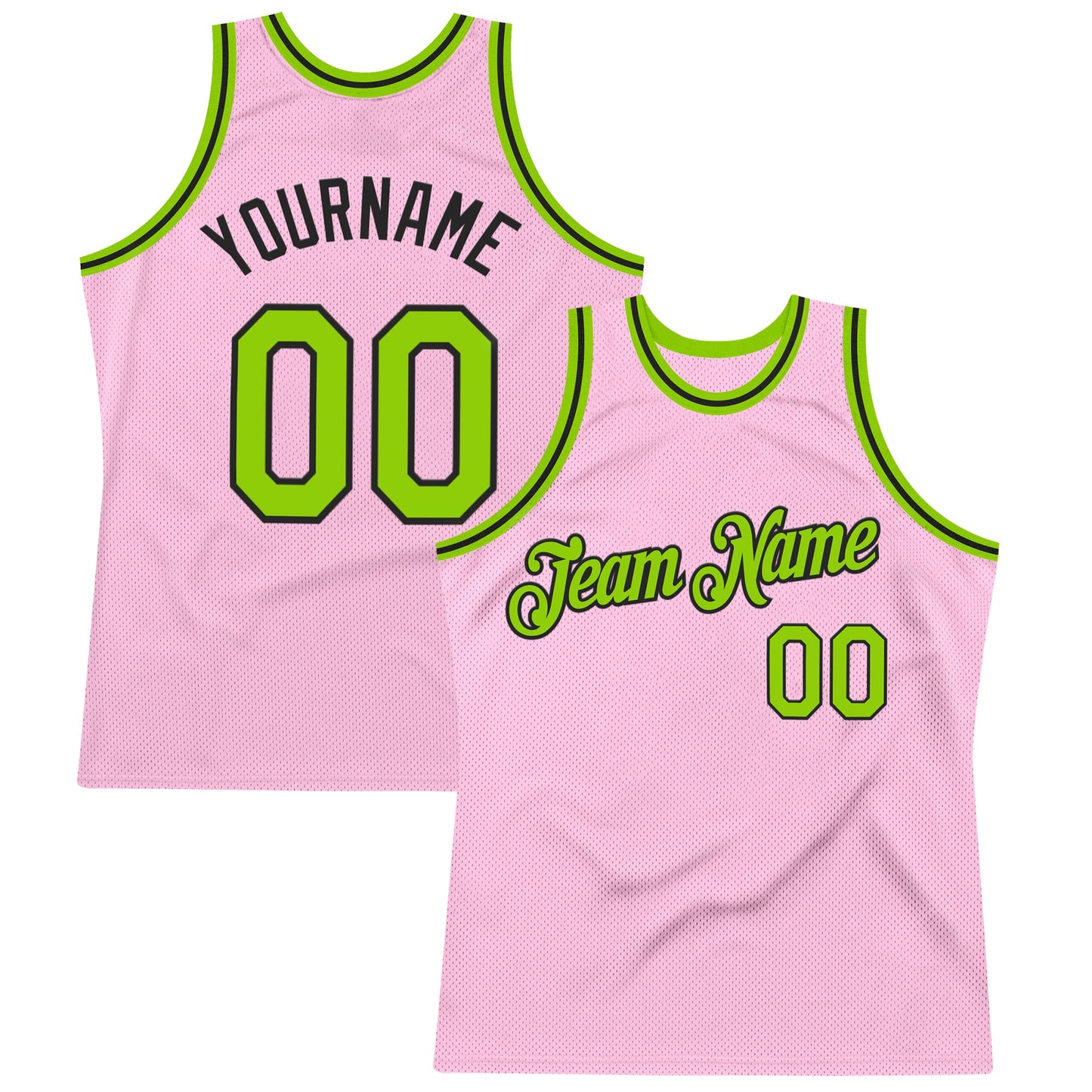 Custom Light Pink Neon Green-Black Authentic Throwback Basketball Jersey - Sky-Custom