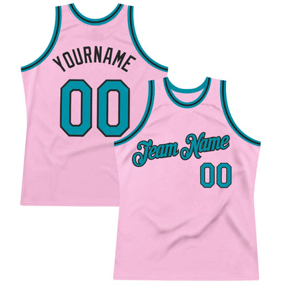 Custom Light Pink Teal-Black Authentic Throwback Basketball Jersey - Sky-Custom
