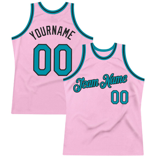 Custom Light Pink Teal-Black Authentic Throwback Basketball Jersey - Sky-Custom