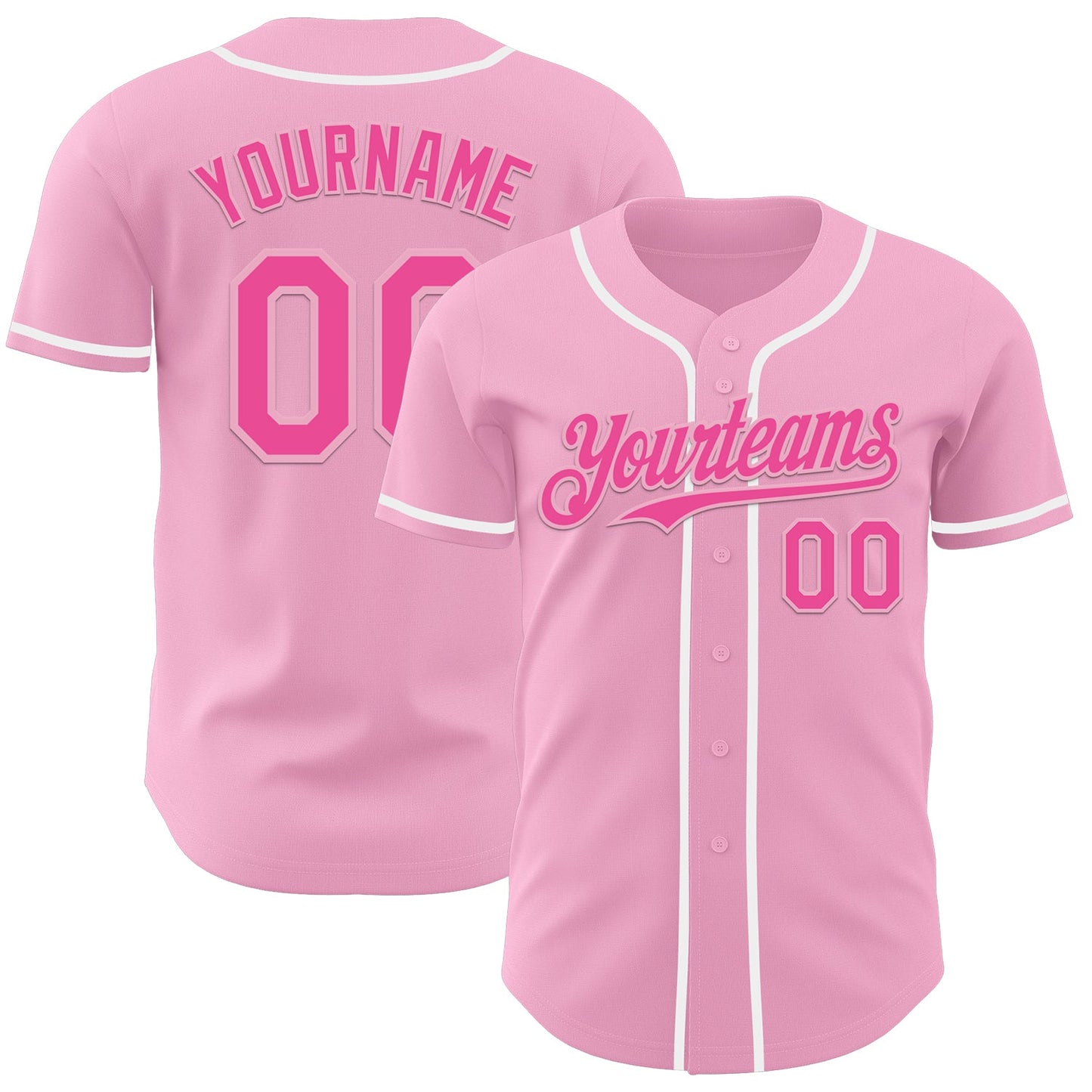 Custom Light Pink Pink-White Authentic Baseball Jersey - Sky-Custom