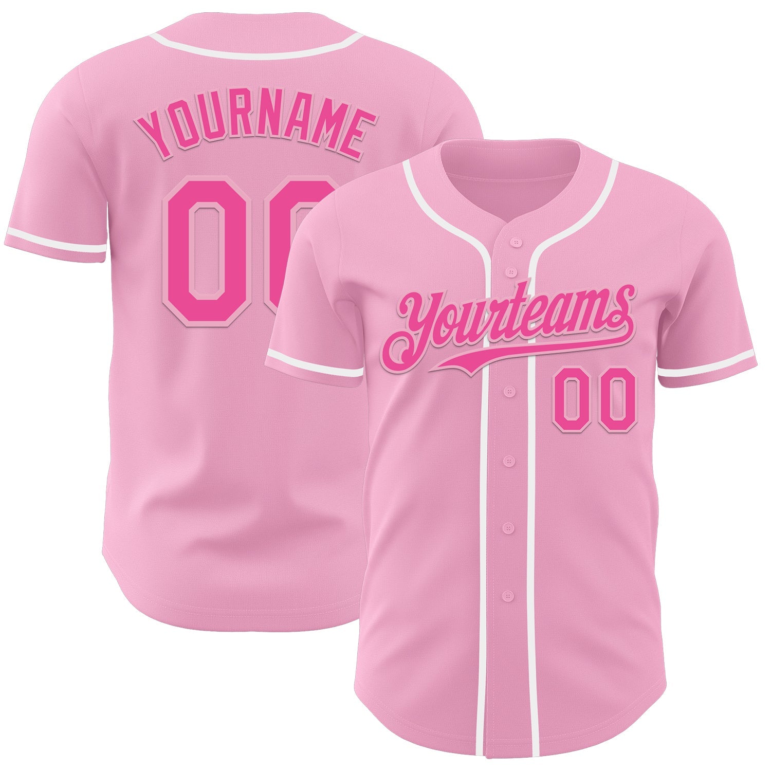 Custom Light Pink Pink-White Authentic Baseball Jersey - Sky-Custom