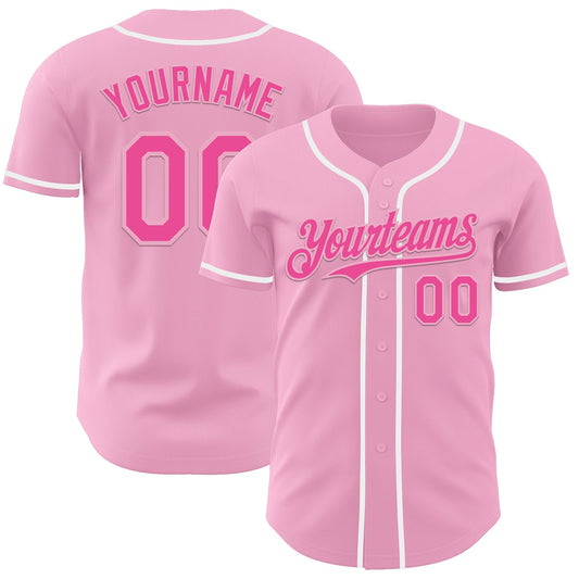 Custom Light Pink Pink-White Authentic Baseball Jersey - Sky-Custom