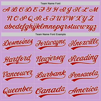 Custom Light Purple Red-White Authentic Baseball Jersey - Sky-Custom
