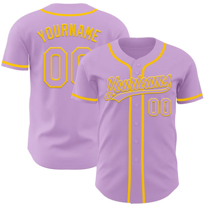 Custom Light Purple Yellow Authentic Baseball Jersey - Sky-Custom