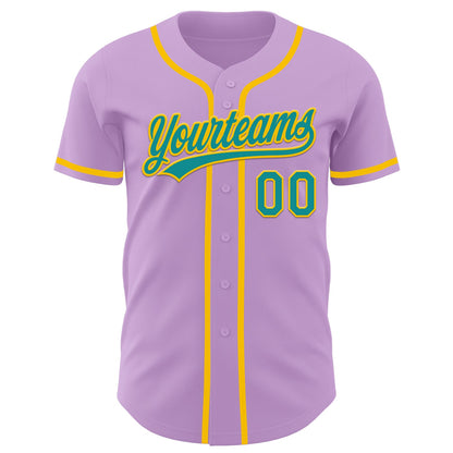 Custom Light Purple Teal-Yellow Authentic Baseball Jersey - Sky-Custom