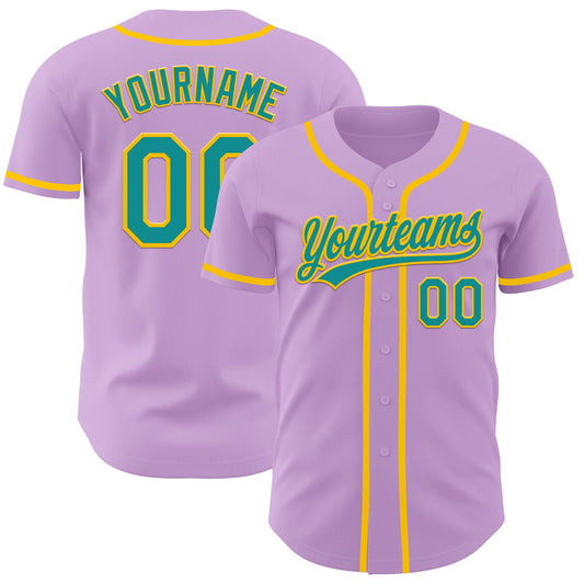 Custom Light Purple Teal-Yellow Authentic Baseball Jersey - Sky-Custom