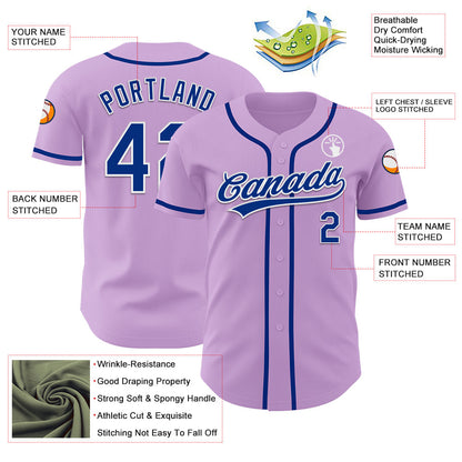 Custom Light Purple Royal-White Authentic Baseball Jersey - Sky-Custom
