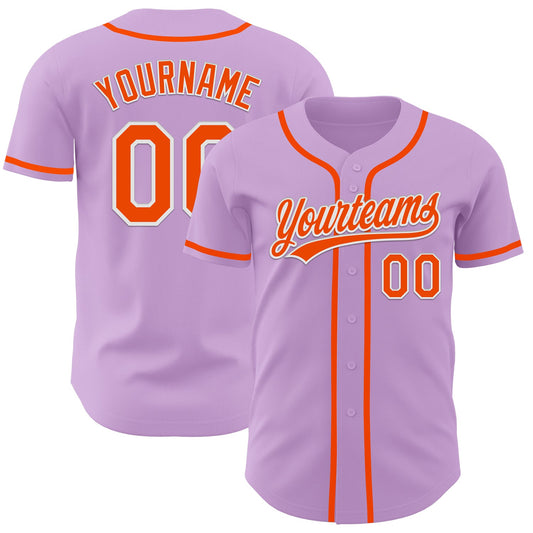 Custom Light Purple Orange-White Authentic Baseball Jersey - Sky-Custom