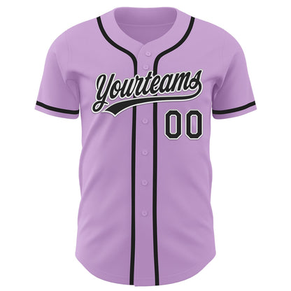 Custom Light Purple Black-White Authentic Baseball Jersey - Sky-Custom