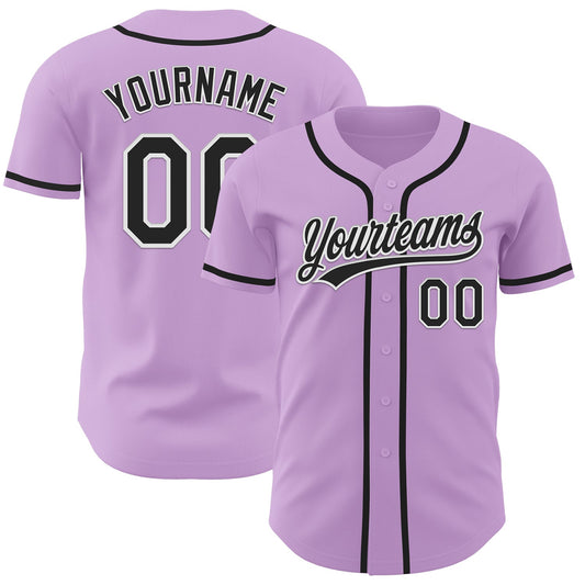 Custom Light Purple Black-White Authentic Baseball Jersey - Sky-Custom