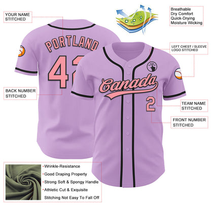 Custom Light Purple Medium Pink-Black Authentic Baseball Jersey - Sky-Custom