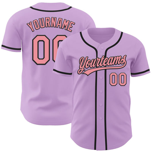 Custom Light Purple Medium Pink-Black Authentic Baseball Jersey - Sky-Custom