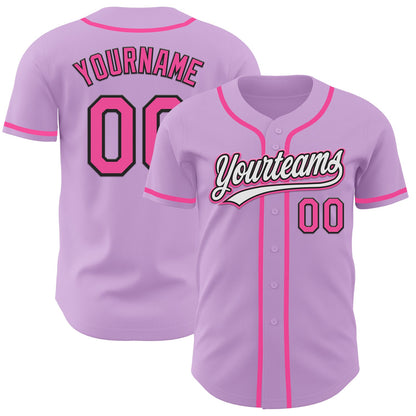 Custom Light Purple Pink-Black Authentic Baseball Jersey - Sky-Custom