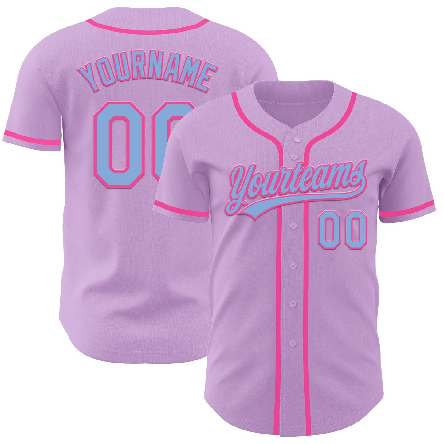 Custom Light Purple Light Blue-Pink Authentic Baseball Jersey - Sky-Custom