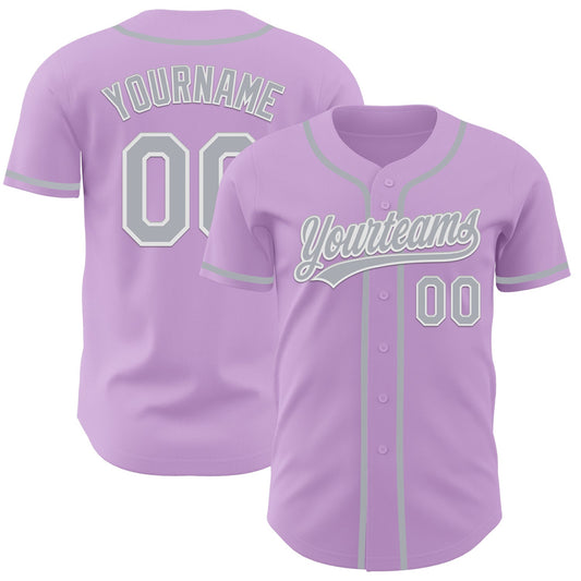 Custom Light Purple Gray-White Authentic Baseball Jersey - Sky-Custom