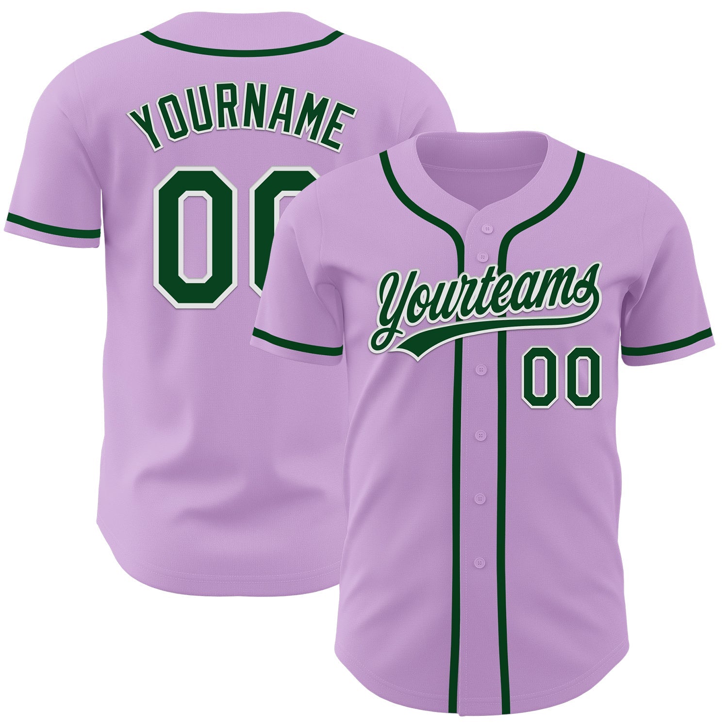Custom Light Purple Green-White Authentic Baseball Jersey - Sky-Custom