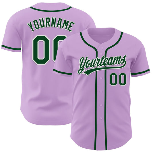Custom Light Purple Green-White Authentic Baseball Jersey - Sky-Custom