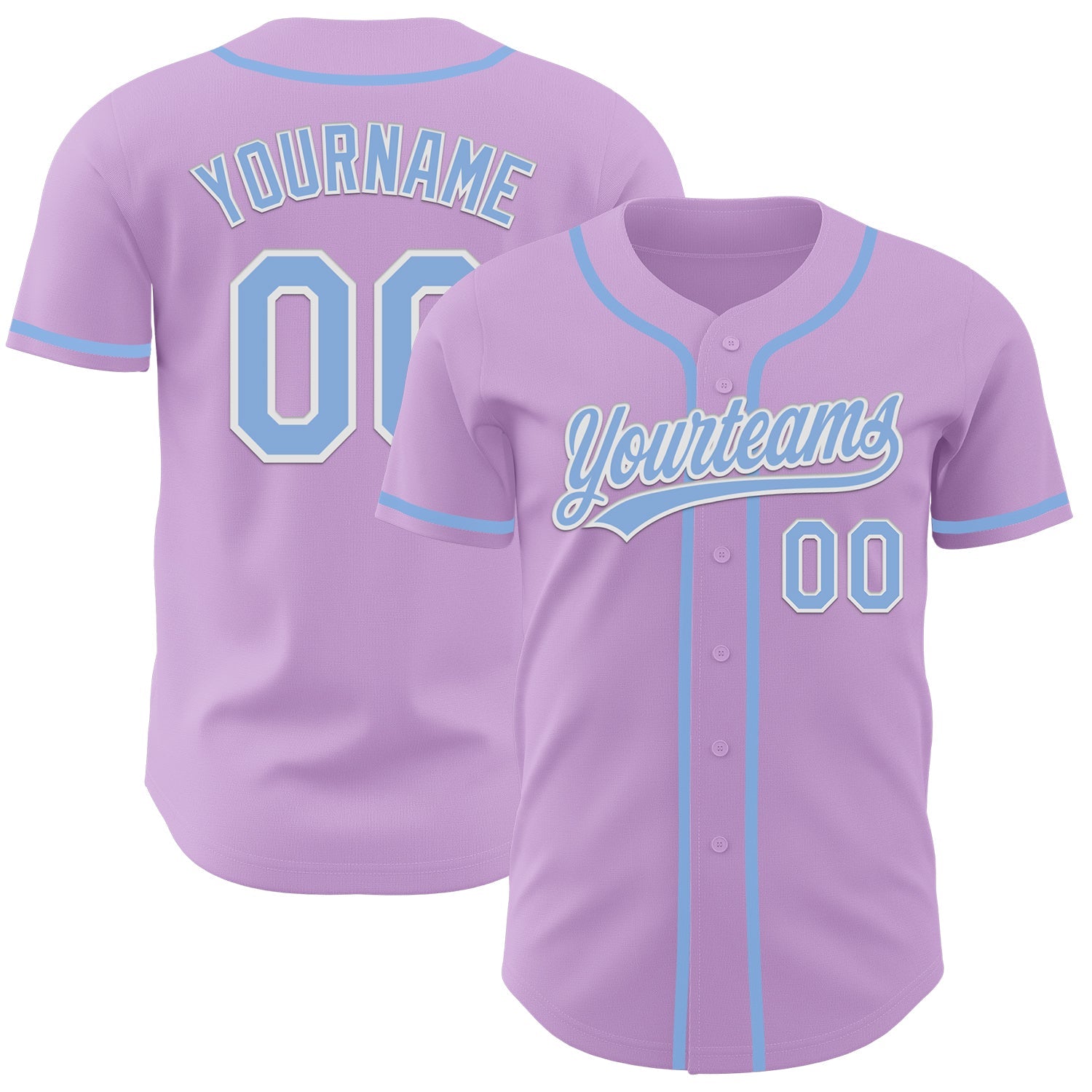 Custom Light Purple Light Blue-White Authentic Baseball Jersey - Sky-Custom