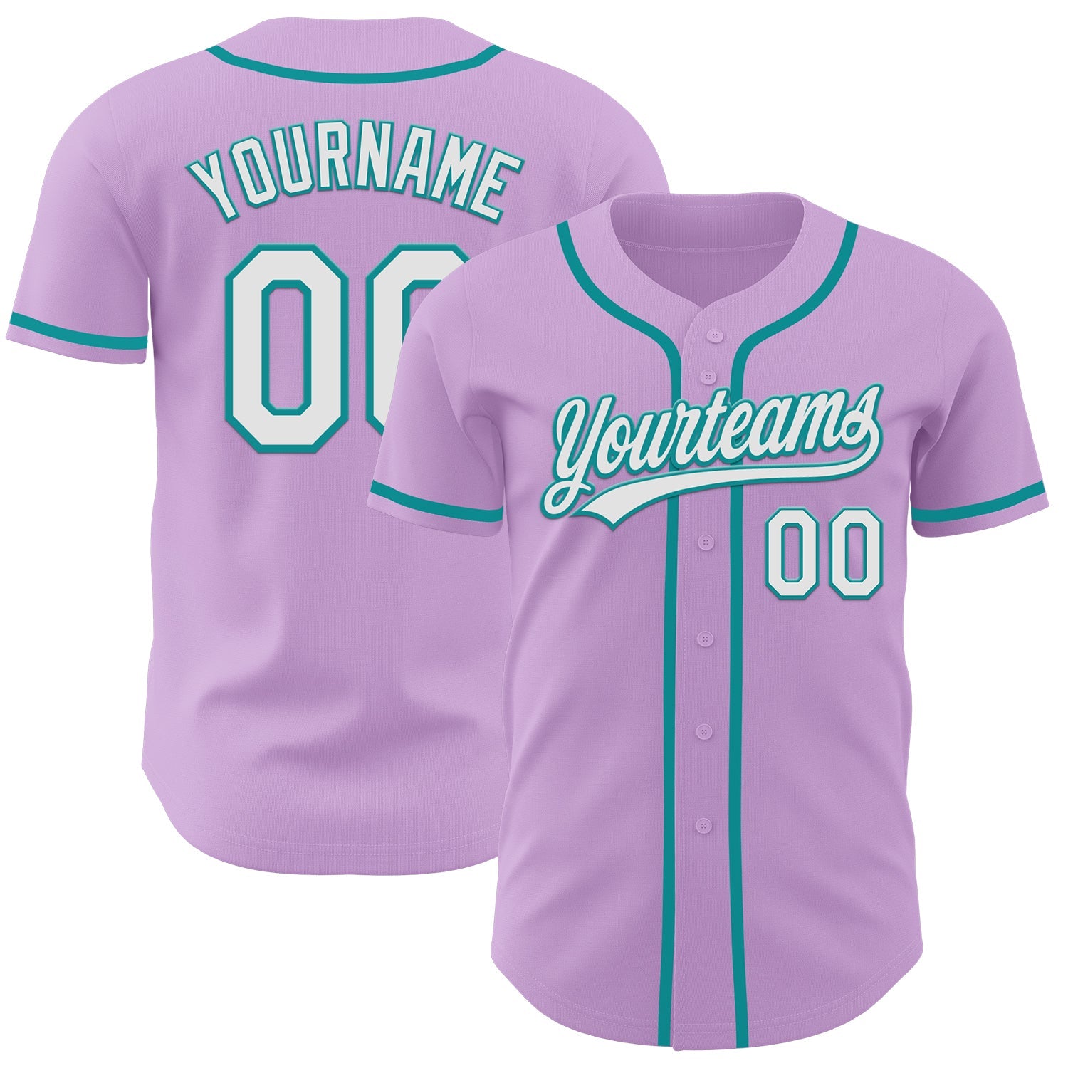 Custom Light Purple White-Teal Authentic Baseball Jersey - Sky-Custom