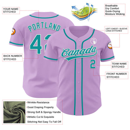 Custom Light Purple Teal-White Authentic Baseball Jersey - Sky-Custom