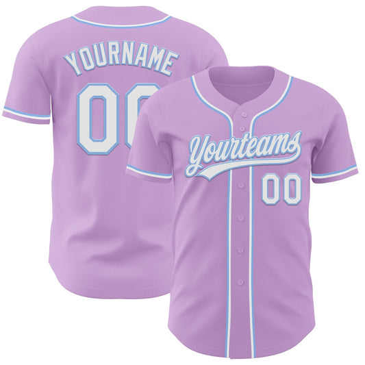Custom Light Purple White-Light Blue Authentic Baseball Jersey - Sky-Custom