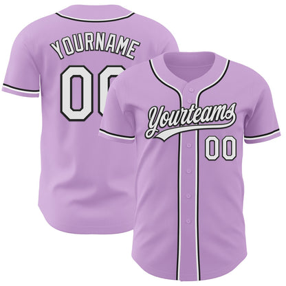Custom Light Purple White-Black Authentic Baseball Jersey - Sky-Custom
