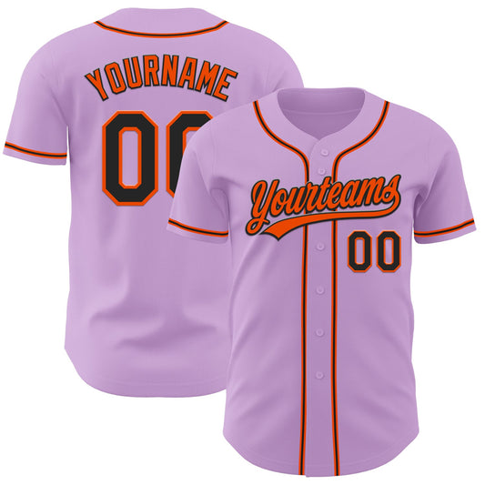 Custom Light Purple Black-Orange Authentic Baseball Jersey - Sky-Custom