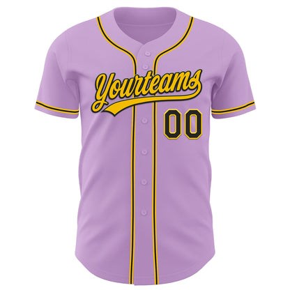 Custom Light Purple Black-Yellow Authentic Baseball Jersey - Sky-Custom