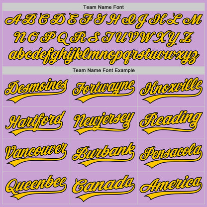 Custom Light Purple Black-Yellow Authentic Baseball Jersey - Sky-Custom