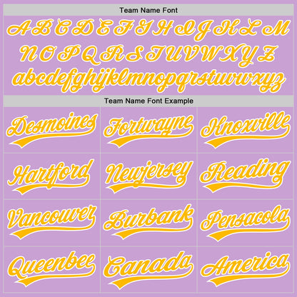 Custom Light Purple Gold-White Authentic Baseball Jersey - Sky-Custom