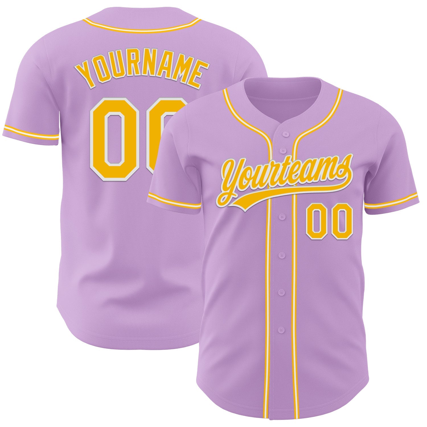 Custom Light Purple Gold-White Authentic Baseball Jersey - Sky-Custom