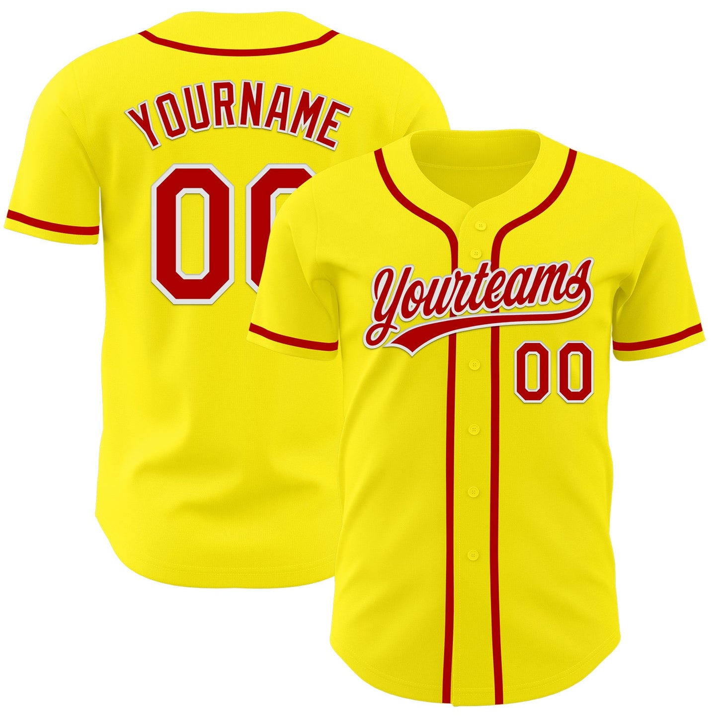 Custom Light Yellow Red-White Authentic Baseball Jersey - Sky-Custom