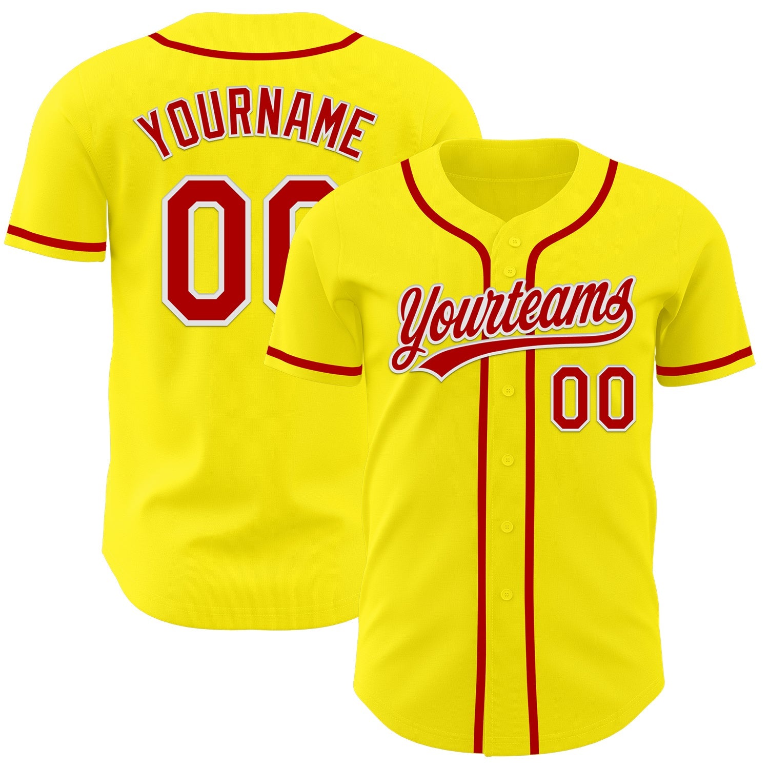 Custom Light Yellow Red-White Authentic Baseball Jersey - Sky-Custom