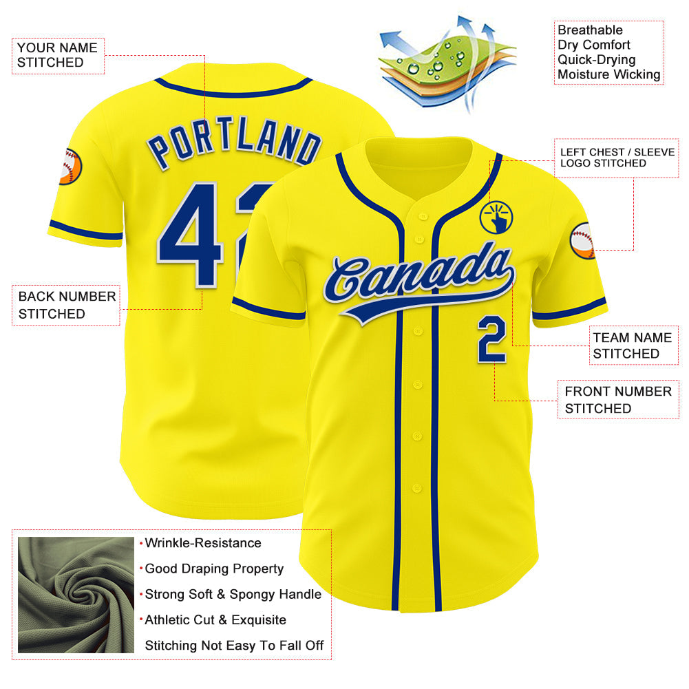 Custom Light Yellow Royal-White Authentic Baseball Jersey - Sky-Custom