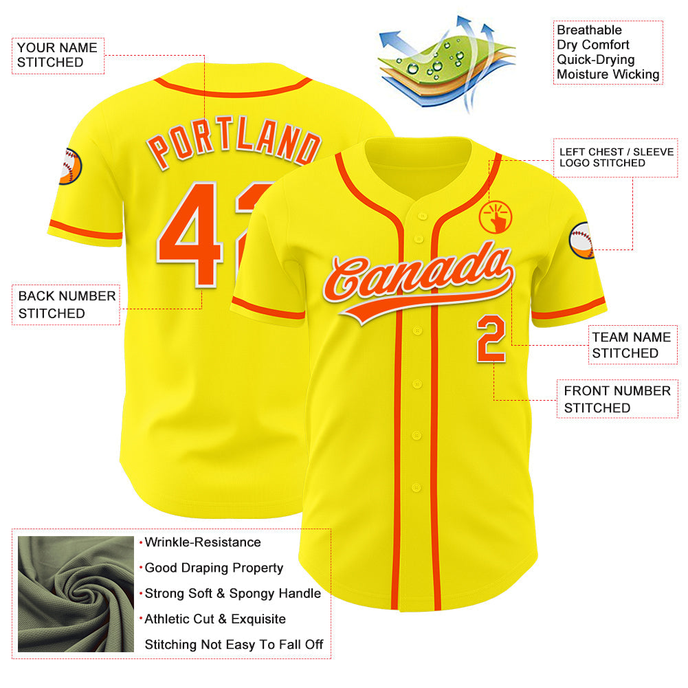 Custom Light Yellow Orange-White Authentic Baseball Jersey - Sky-Custom