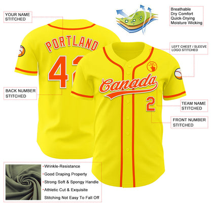 Custom Light Yellow Orange-White Authentic Baseball Jersey - Sky-Custom