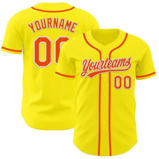 Custom Light Yellow Orange-White Authentic Baseball Jersey - Sky-Custom