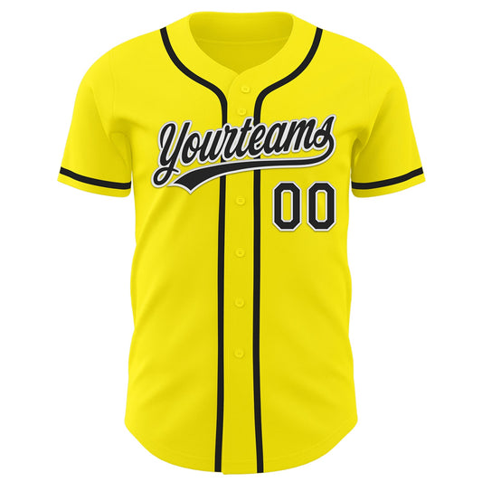 Custom Light Yellow Black-White Authentic Baseball Jersey - Sky-Custom