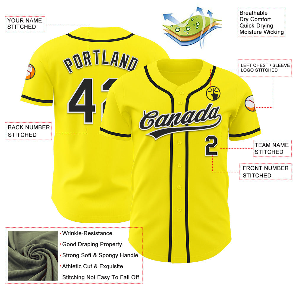 Custom Light Yellow Black-White Authentic Baseball Jersey - Sky-Custom