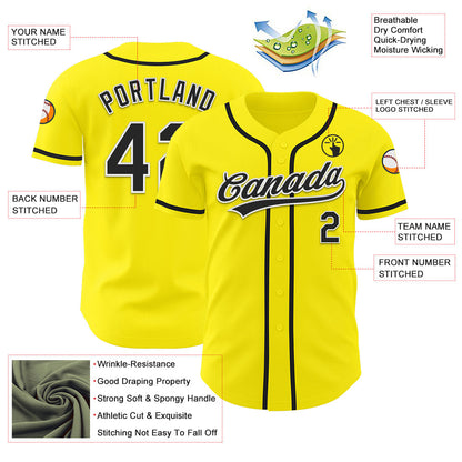 Custom Light Yellow Black-White Authentic Baseball Jersey - Sky-Custom